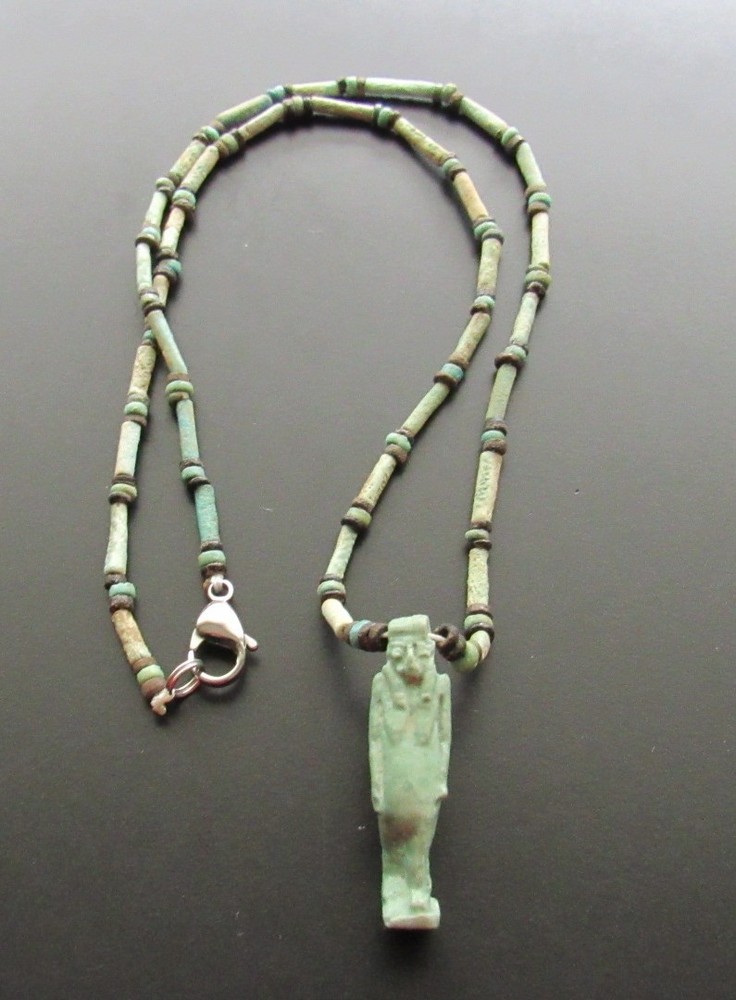 NILE Ancient Egyptian Tuaret Amulet Mummy Bead Necklace ca 600 BC