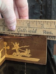 Vtg Marquetry Inlay Wooden Stand Greco Roman Mythology Art Display Base Cherub