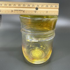 1984 Hand Blown Art Glass Single Tumbler Cup Yellow Opalescent Signed Jalitha