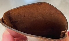 Vintage Brown Leather Embossed Crests Monogrammed Bill Carrier