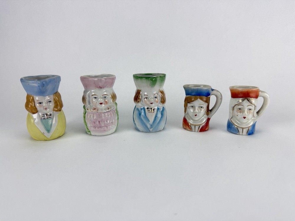 Lot of 5 Victorian Colonial Miniature Mugs Japan & Occupied Japan PICO Unbranded