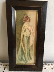 Antique Mother & Baby picture framed size 18.25″X9.25″ Print Unframed 14.5″X5.5″