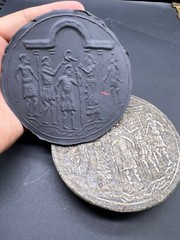 Natural Jasper Stone Old Bactrian Babylonian Royal Place Story Intaglio Round Ti