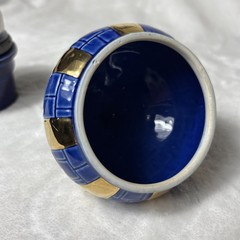 Rare Vintage Caviar Kaspia Paris Porcelain Onion Dome France Cobalt Gold
