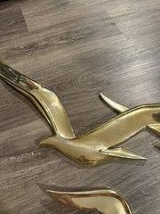 Vtg Pair Of Large Plastic Syroco MCM Flying Seagulls Bird Wall Decor Gold 1968