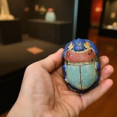 Ancient Egyptian Antiques Stone Scarab with pharaonic symbols Statue Figurine BC