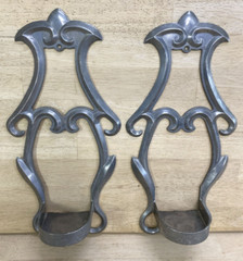 Vintage MCM Set OF 2 Cast Aluminum Wall Candle Holders PRINCETON INDIANA CO. PIC