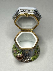 Vintage Atelier De Lemoges France Trinket Dish Bird House Hand Painted Porcelain