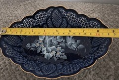 Jantezi Lux Delicate Porcelain Lattice Dish Cobalt Blue Hand Painted Budapest