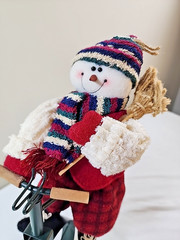 Rare Vintage 2000 Snowman Plush Riding Metal Bike 14″ Bicycle with Broom Prima