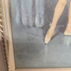 1940’s (2)Vtg Florence Kroger Ballerina Prints, Mid-Century Shabby Chic Signed