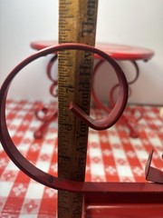 Vintage Red Metal Toleware Primitive Style Candle Holder Square Bottom Enamel