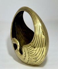 Vintage MCM Solid Brass Swan Planter Bowl Catchall with Handle ~Korea