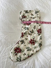 Longaberger Homestead | Traditional Christmas Stocking | Poinsettia Holly Berry