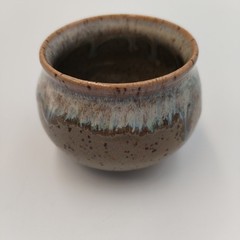 Miniature Studio Art Pottery Yarn Bowl 2″ Signed Drip Glaze Small Holder Ring