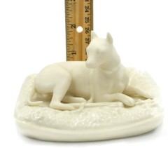 Vintage Belleek Boxer Dog Figurine, Parian Porcelain Hallmark, 6th Mark Ireland