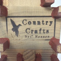 Country Crafts by C Henson Americana Collectible Wooden House Blue with Red Roof