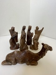 Carved Nativity Figures Modernists Wood Sculpture Mid Century Modern Mcm Era