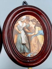 Set Of 6 Pat Collins London Vitreous Enamel On Copper Framed Miniature Pictures