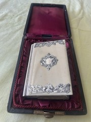 ART NOUVEAU MUSEUM QUALITY and STERLING SILVER DANCE CARD W/PENCIL ORIGINAL BOX