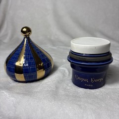 Rare Vintage Caviar Kaspia Paris Porcelain Onion Dome France Cobalt Gold