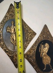 1960s Sears Hollywood Regency Repousse Metal Greek Goddess Plaques Set 11″