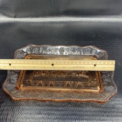 Vintage Tiara Indiana Glass Plate Tray Orange Pink The Last Supper Glass Dish
