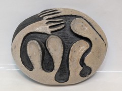 Vintage Sedona Pottery Relief Carving Positive Negative Locked Hands Wall Decor