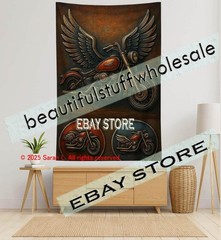 Motorcycle tapestry biker americana wall art room decor 59X82 in