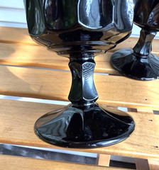 Vintage NORITAKE “Perspective” Ebony Jet Black Goblet Glasses Barware Set of 2