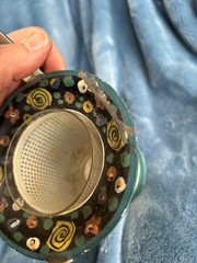 art deco orig paint toleware Tole Flower Basket with Handle 1930’s