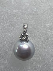 K18WG Akoya Pearl Diamond Pendant 8mm Gray D0.06