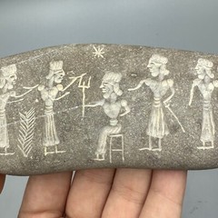 Scarce Long Late Sumerian Civilization Royal Scene Engraved Stone