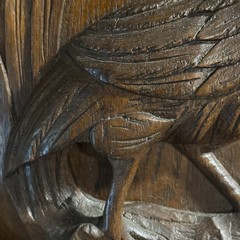 Antique French Hand Carved Oak Bird Relief Wall Panel Plaque Game Bird 21″