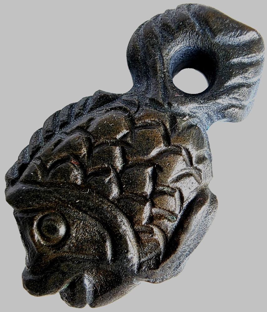 300 BC Ancient Carved Engraved Gemstone Pendant Medallion Amulet Fish