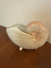 Vintage Fitz & Floyd Footed Nautilus Shell Planter Vase Beach Decor Japan
