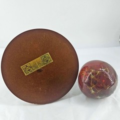Hand Blown Art Glass swirl Witch Ball Orb Sphere ornament w stand