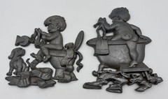 Vintage Sexton Cast Metal Bathroom Wall Art Bare Bottom KIds – Set of Two