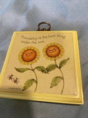 Vintage Hallmark Friendship Wall Plaque Smiling Anthropomorphic Sunflowers Bees