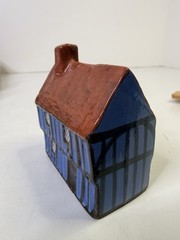 RARE Mudlen End Studio Felsham Suffolk Pottery Miniature House Cottage BLUE #3B