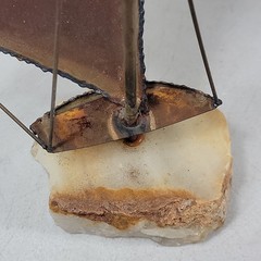 2x Vintage John Demott Sailboat Metal & Rock Sculpture 14-1/2″ & 8-1/2″ Tall