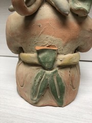 Antique Pre-Columbian Maya Mexican Red Clay Terracotta Pottery Figurine 9”