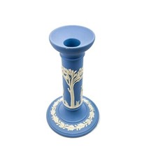 Vintage Wedgwood Blue & White Jasperware Candlestick Neoclassical Style England