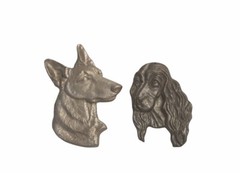 Vintage Cast Aluminum German Shepherd And Cocker Spaniel Plaques