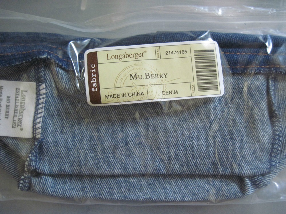 Longaberger~ DENIM Fabric Liner for MEDIUM BERRY Basket New In Package