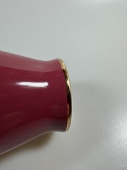 Vtg Yamaji Company, Seihou Kiln, Japanese Porcelain Vase, oxblood with gold rims