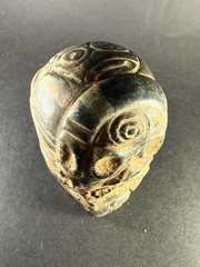 RARE ANCIENT PRE COLUMBIAN DENSE STONE CARVED TRIBAL STATUE FIGURINE C 600-900AD