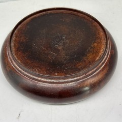 Faux Wood Riser Display Stand 5” Round Metal Painted Mahogany Finish Vase Jar