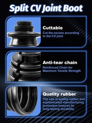 CV Boot Split Replacement Kit with Stainless Steel Clamps – Black