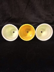 3-AKRO AGATE SLAG GLASS UV LIGHT REACTIVE 2.5” MINI RIBBED FLOWER POTS